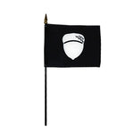 Treasurer Yacht Club Officer 4 x 6 printed table stick flag featuring a white acorn on a black field, mounted on a black plastic staff with a gold top.