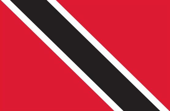 Trinidad & Tobago Printed Nylon 3' x 5' flag with strong canvas header and brass grommets, suitable for indoor or outdoor use.