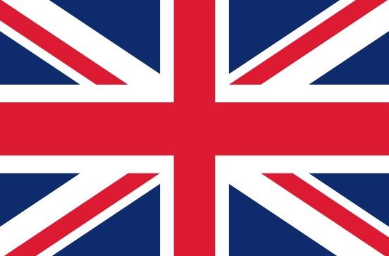 United Kingdom Flag Printed Nylon 4' x 6' with cross design, strong canvas header, brass grommets, and excellent flyability for indoor or outdoor use.