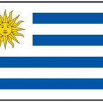 Uruguay Flag Printed Nylon 3' x 5' featuring a sun with a face and blue and white stripes, designed for indoor or outdoor use with strong canvas header and brass grommets.