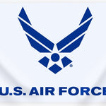 US Air Force Logo Flag, 3' x 5', featuring an official emblem, made of durable nylon with solid brass grommets and a strong canvas header.