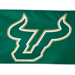 University of South Florida Bulls 3' x 5' Polyester Flag featuring a white logo, header, and attached D-rings, officially licensed NCAA team merchandise.