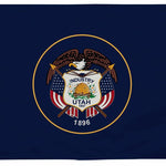 Utah State Flag 5' x 8' Printed Nylon featuring a white eagle and yellow circle on a blue background with brass grommets and strong canvas header.