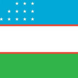 Uzbekistan Flag Printed Nylon 3' x 5' featuring a crescent moon, stars, and stripes, designed for indoor or outdoor use with brass grommets and durable stitching.