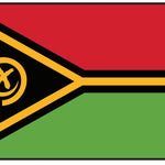 Vanuatu Courtesy Flag 12 x 18 Nylon, featuring a yellow X in a black and red triangle, made from Marine-grade nylon with canvas header and brass grommets.