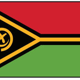 Vanuatu Courtesy Flag 12 x 18 Nylon, featuring a yellow X in a black and red triangle, made from Marine-grade nylon with canvas header and brass grommets.