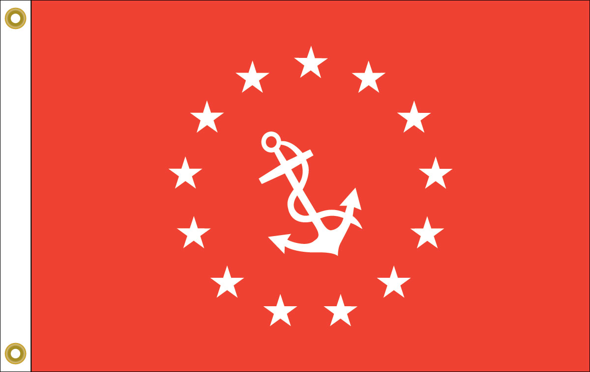 Vice Commodore Yacht Club Officer Flag Printed 12 x 18, featuring a white anchor and stars on a red background, with durable, UV-resistant nylon and brass grommets.