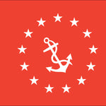 Vice Commodore Yacht Club Officer Flag Printed 12 x 18, featuring a white anchor and stars on a red background, with durable, UV-resistant nylon and brass grommets.