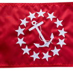 Vice Commodore Yacht Club Officer Flag Sewn Applique Nylon 12 x 18 featuring white stars and anchor on a red base with brass grommets.