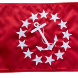 Vice Commodore Yacht Club Officer Flag Sewn Applique Nylon 12 x 18 featuring white stars and anchor on a red base with brass grommets.