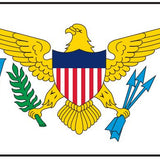 US Virgin Islands Courtesy Flag 12 x 18, featuring a shield with a yellow bird and blue wings, made of marine-grade nylon with brass grommets.