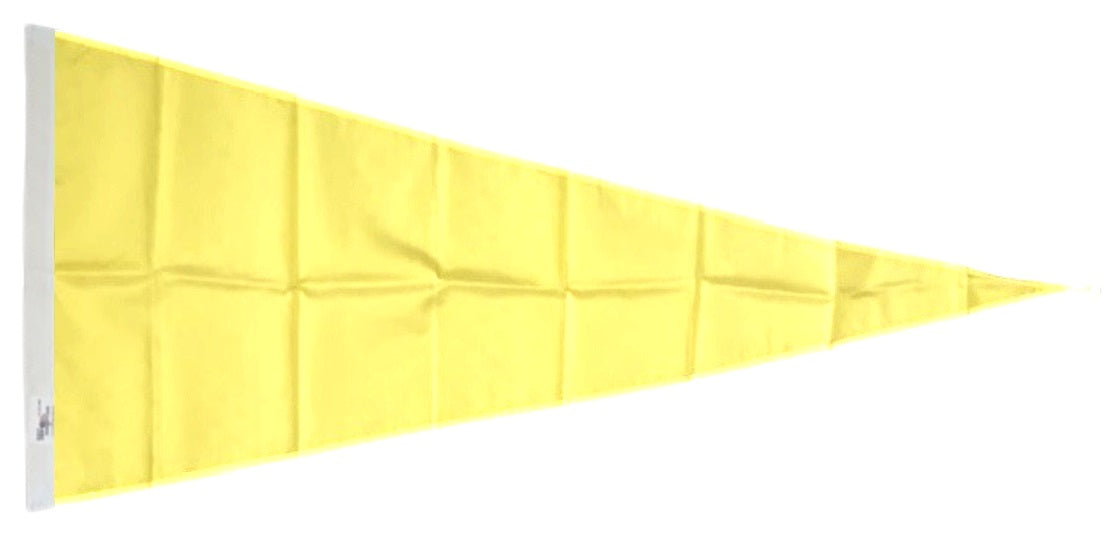 Yellow Solid Color Nylon Flag Pennant, 2' x 4.5', displayed flat on a white background, showcasing its smooth and durable 200 denier nylon material.